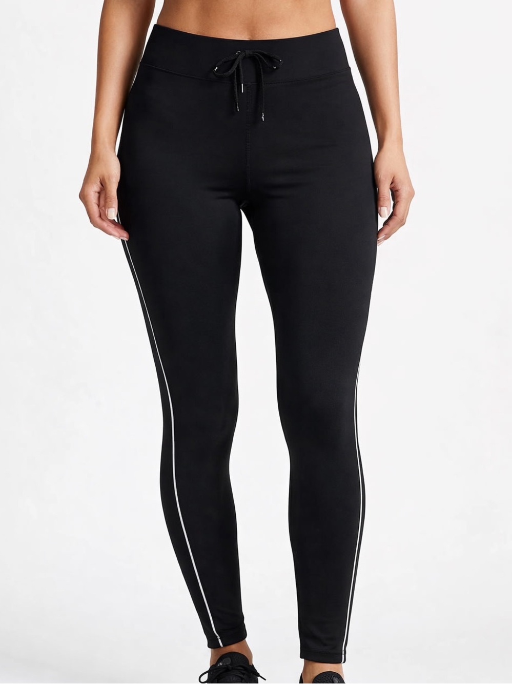 Fabletics Black High-Rise Side-Stripe Performance Leggings